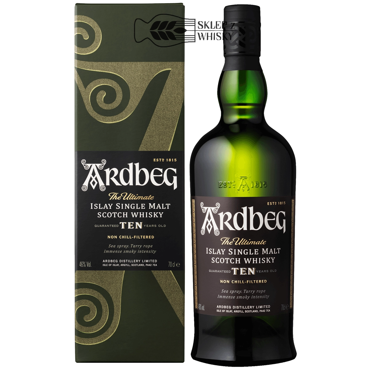Ardbeg 10 YO - Islay single malt scotch whisky, 700 ml w pudełku