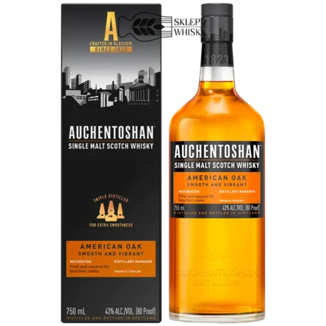 Auchentoshan American Oak - szkocka whisky single malt z regionu Lowlands, 700 ml, w pudełku