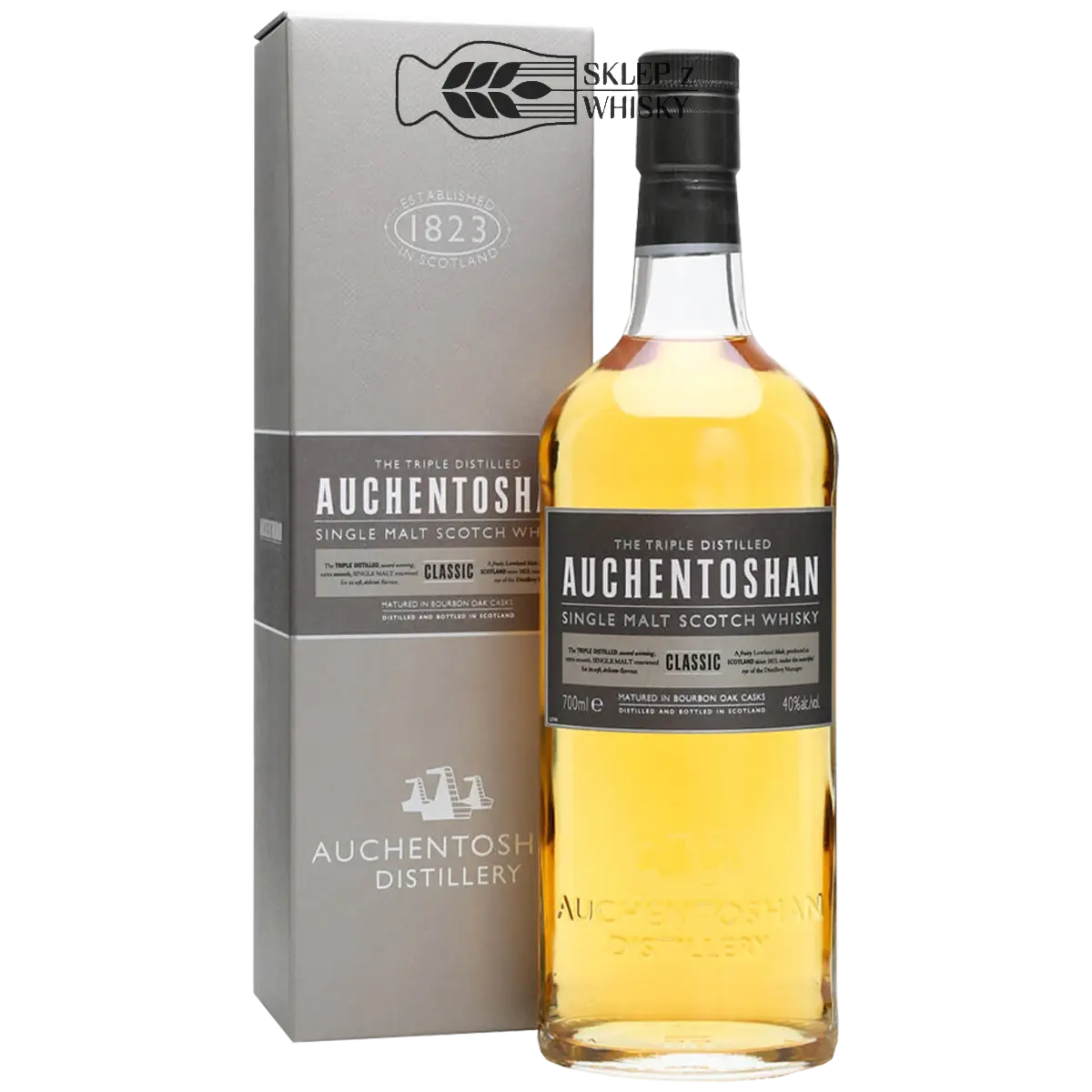 Auchentoshan Classic - szkocka whisky single malt z regionu Lowlands, 700 ml, w pudełku