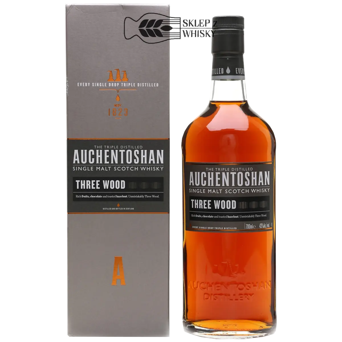Auchentoshan Three Wood - szkocka whisky single malt z regionu Lowlands, stara edycja, 700 ml, w pudełku