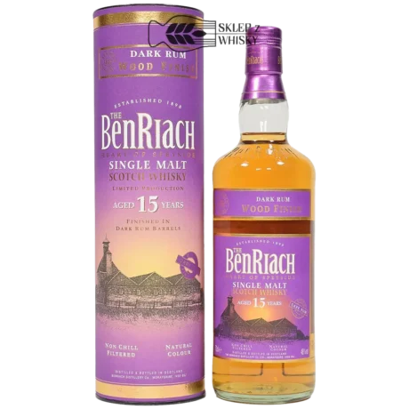 BenRiach 15 YO Dark Rum Wood Finish - szkocka whisky single malt z regionu Speyside, 700 ml, w pudełku