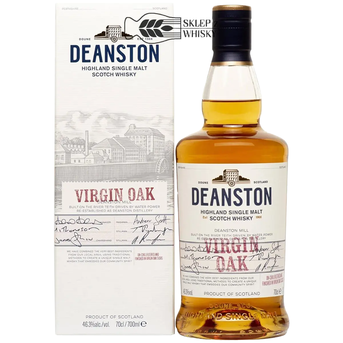 Deanston Virgin Oak - szkocka whisky single malt z regionu Highlands, 700 ml, w pudełku