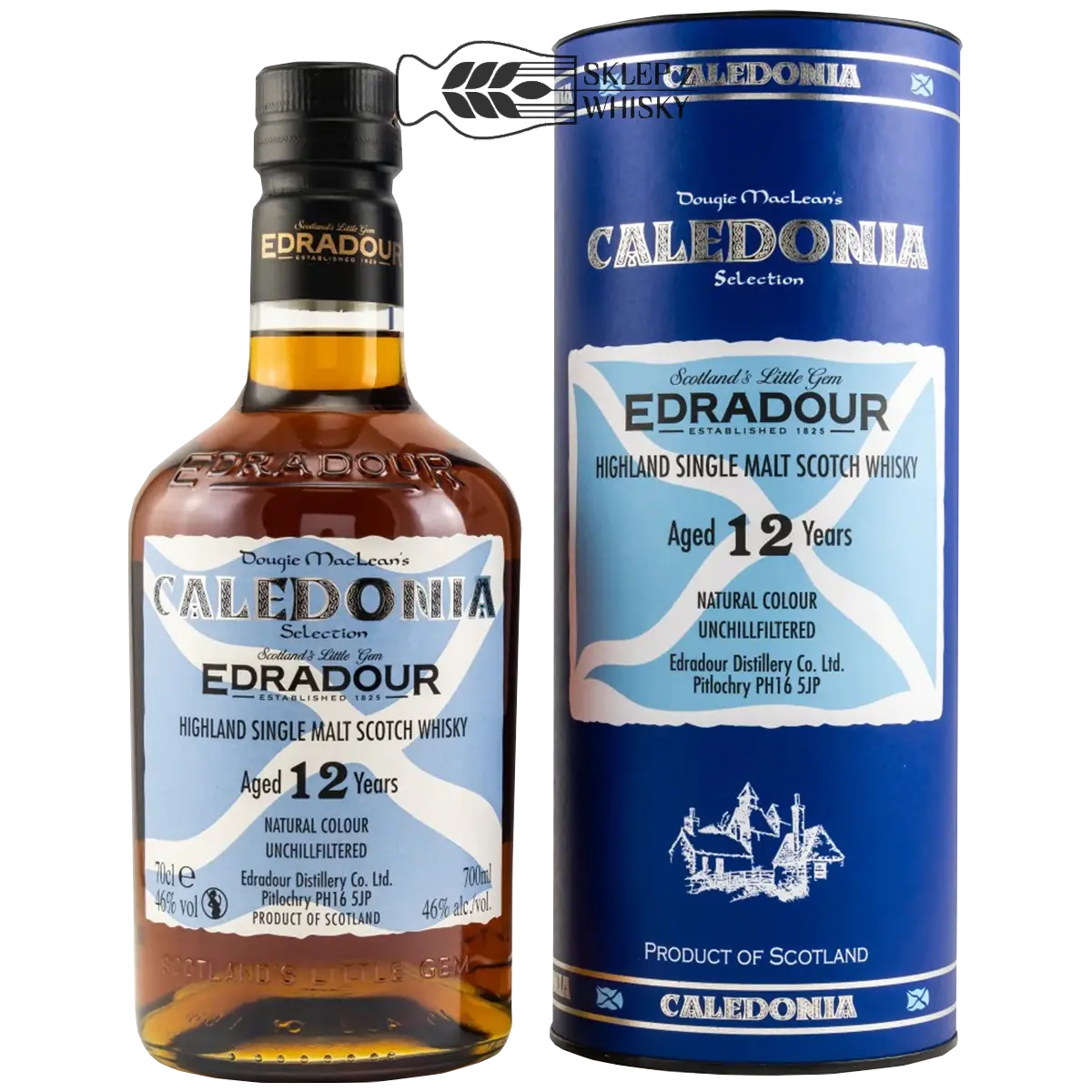 Edradour 12 YO Caledonia - szkocka whisky single malt z regionu Highlands, 700 ml, w pudełku