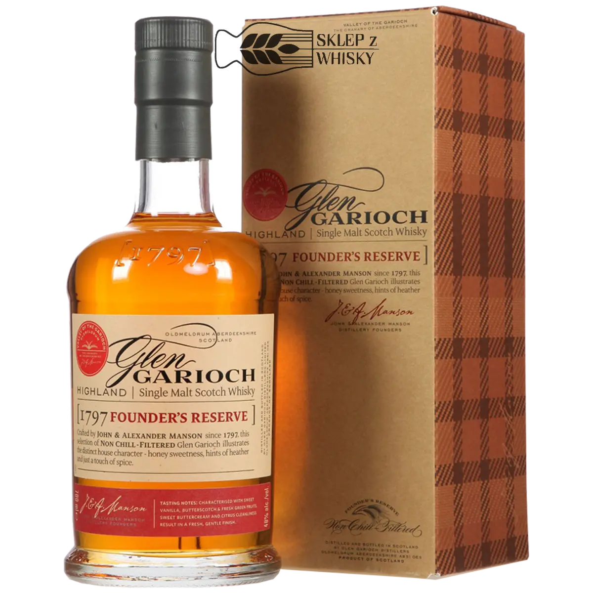 Glen Garioch Founder's Reserve - szkocka whisky single malt z regionu Highlands, 700 ml, w pudełku