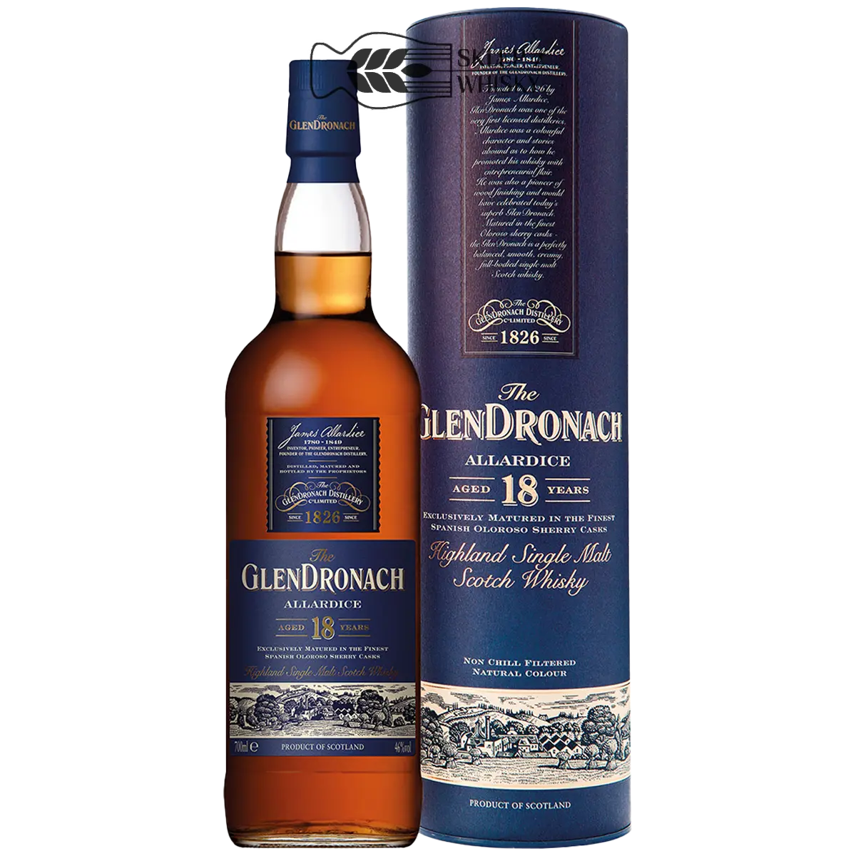 Glendronach 18 YO Allardice - szkocka whisky single malt z regionu Highlands, 700 ml, w pudełku