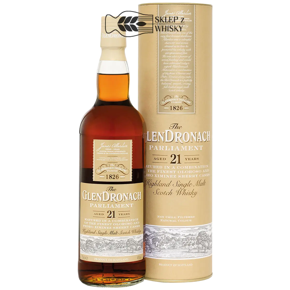 Glendronach 21 YO Parliament - szkocka whisky single malt z regionu Highlands, 700 ml, w pudełku