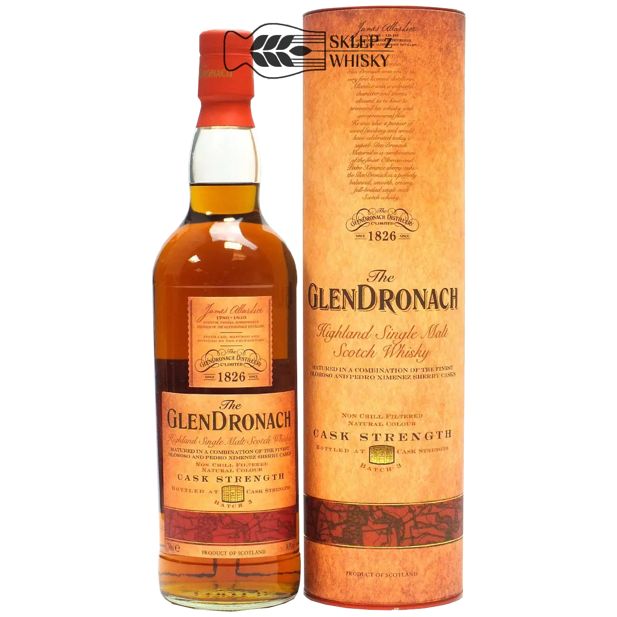Glendronach Cask Strength Batch 3 - szkocka whisky single malt z regionu Highlands, 700 ml, w pudełku