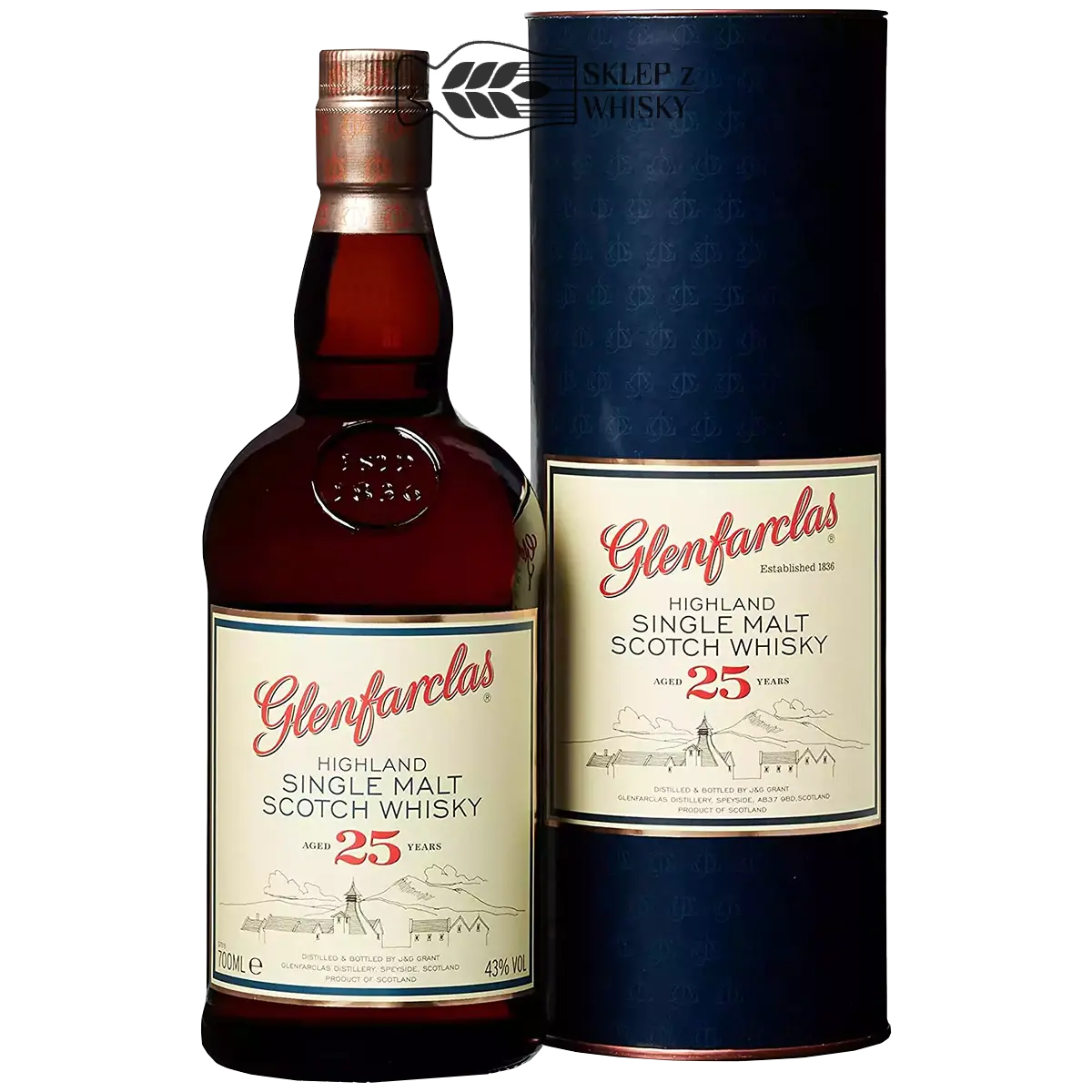Glenfarclas 25 letnia szkocka whisky single malt z regionu Speyside, 700 ml, w pudełku