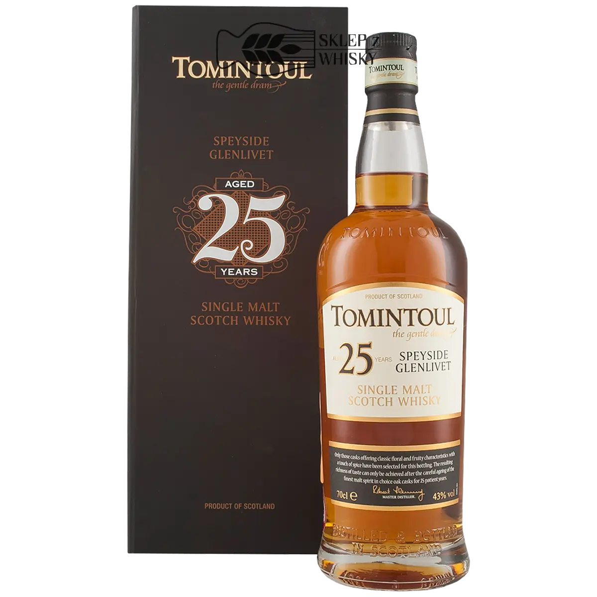 Tomintoul 25 letnia szkocka whisky single malt z regionu Speyside, 700 ml, w pudełku