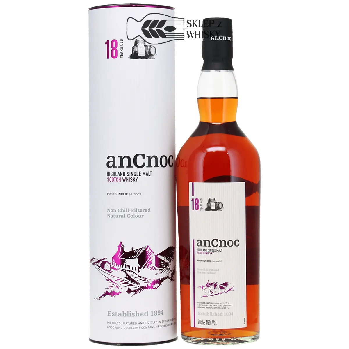AnCno 18-letnia szkocka whisky single malt z regionu Highlands, 700 ml, w pudełku