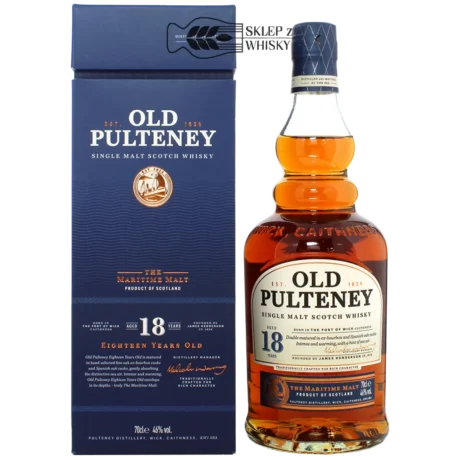 Old Pulteney 18-letnia szkocka whisky single malt z regionu Highland, 700 ml, w pudełku