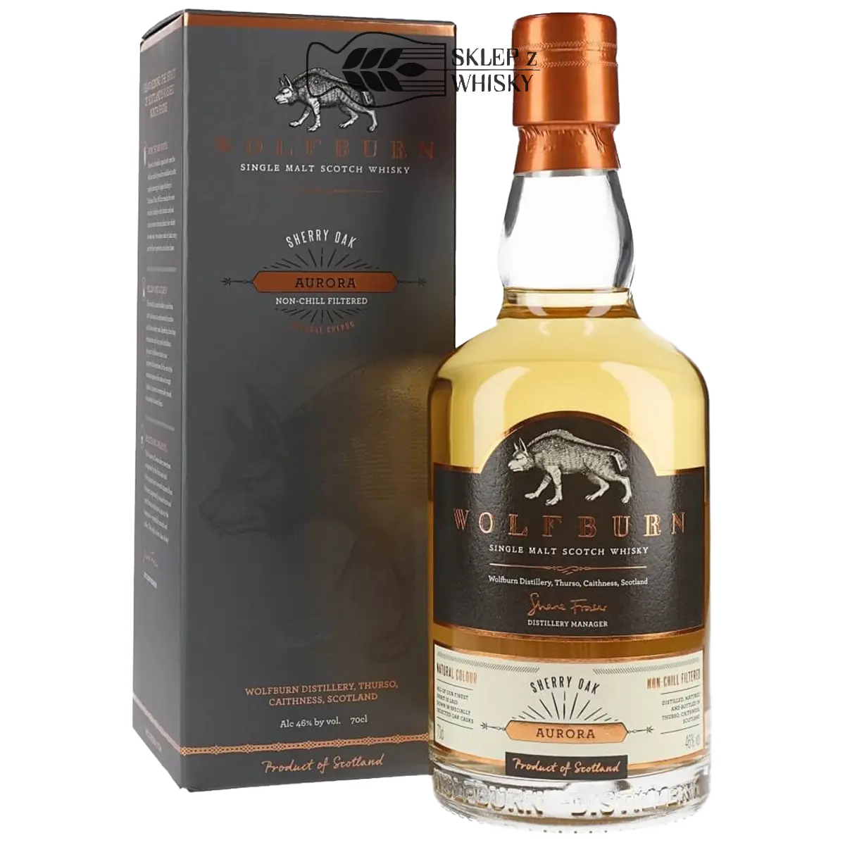 Wolfburn Aurora Sherry Oak - szkocka whisky single malt z regionu Highland, 700 ml, w pudełku