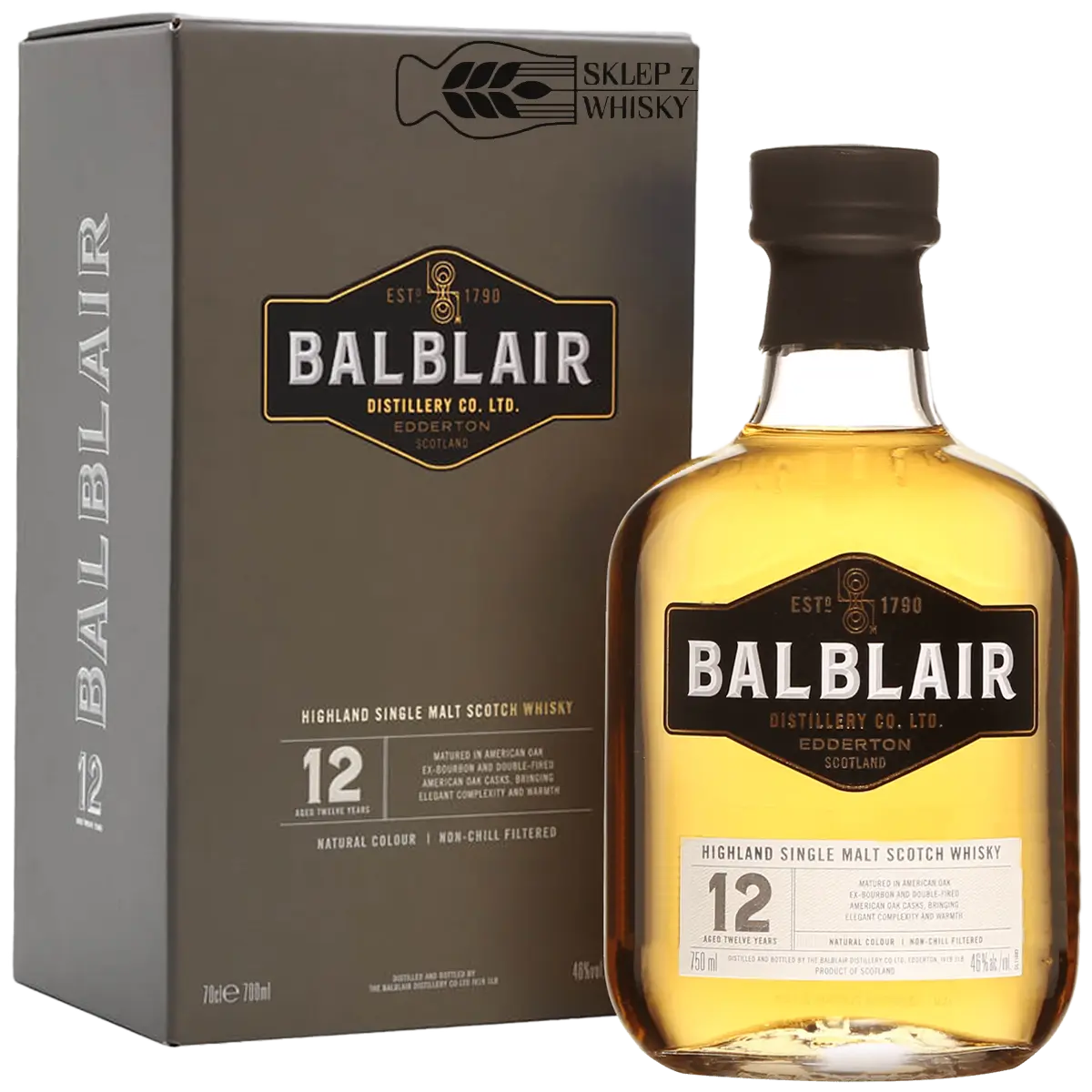 Balblair 12-letnia szkocka whisky single malt z regionu Highland, 700 ml, w pudełku