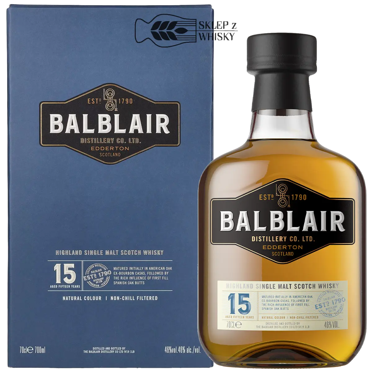 Balblair 15-letnia szkocka whisky single malt z regionu Highland, 700 ml, w pudełku