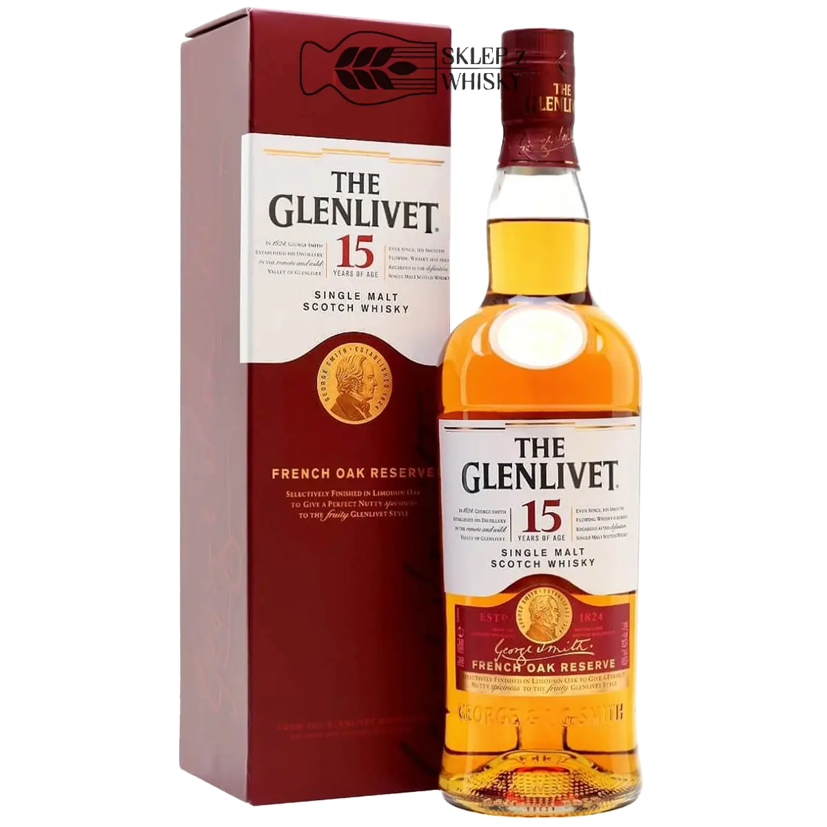Glenlivet 15-letnia szkocka whisky single malt z regionu Speyside, 700 ml, w pudełku