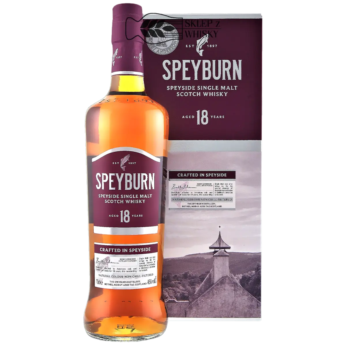 Speyburn 18-letnia szkocka whisky single malt z regionu Speyside, 700 ml, w pudełku