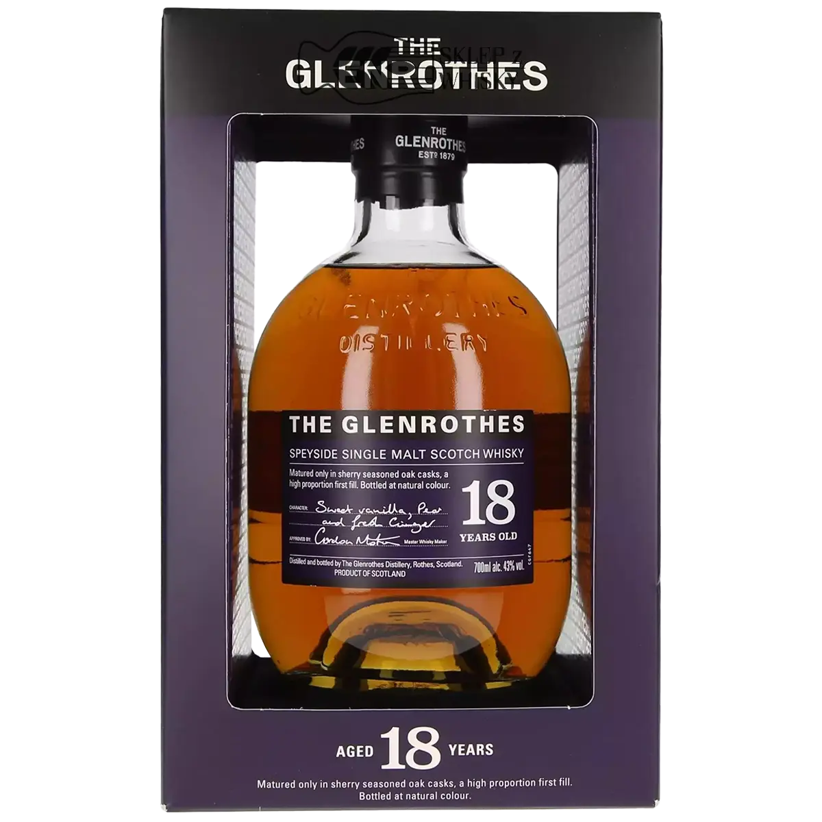 Glenrothes 18-letnia szkocka whisky single malt z regionu Speyside, 700 ml, w pudełku