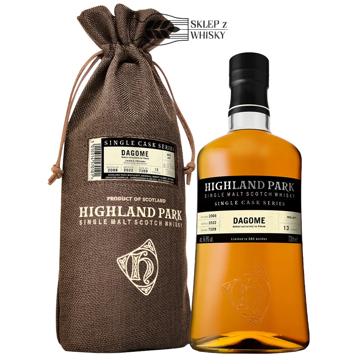 Highland Park Dagome 13-letnia szkocka whisky single cask, 700 ml w eleganckim woreczku.