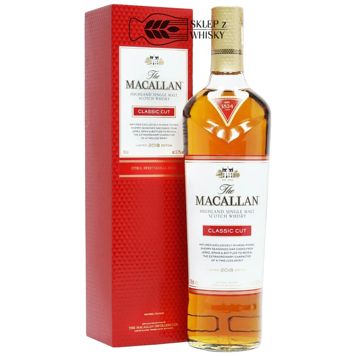 Macallan Classic Cut 2018 - szkocka whisky single malt, z regionu Speyside, 700 ml, w pudełku