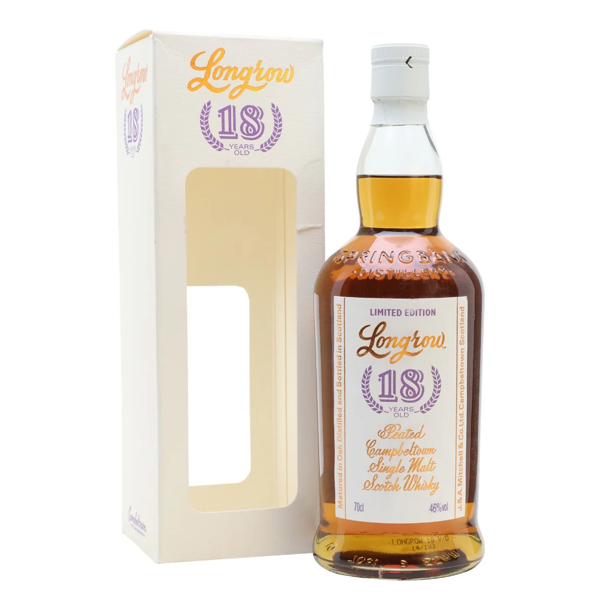 Longrow 18 YO — szkocka whisky z regionu Campbeltown, butelka 700ml, pudełko