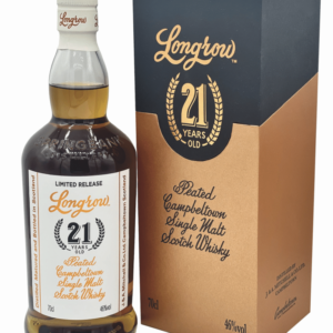 Longrow 21 YO — szkocka whisky z regionu Campbeltown, butelka 700ml, pudełko